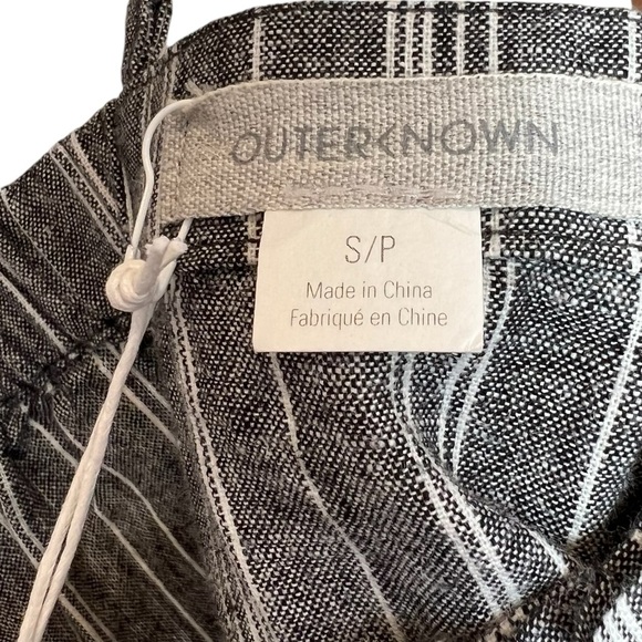 Outerknown Linen Tides Tank Grey White Stripe Small NWT Beach Vacation Coastal - Picture 3 of 5
